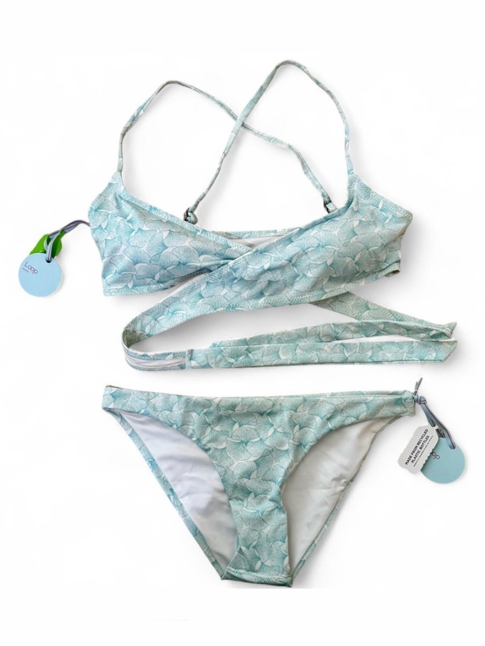 NWT Loop Swim Ginkgo White Blue Bikini xs